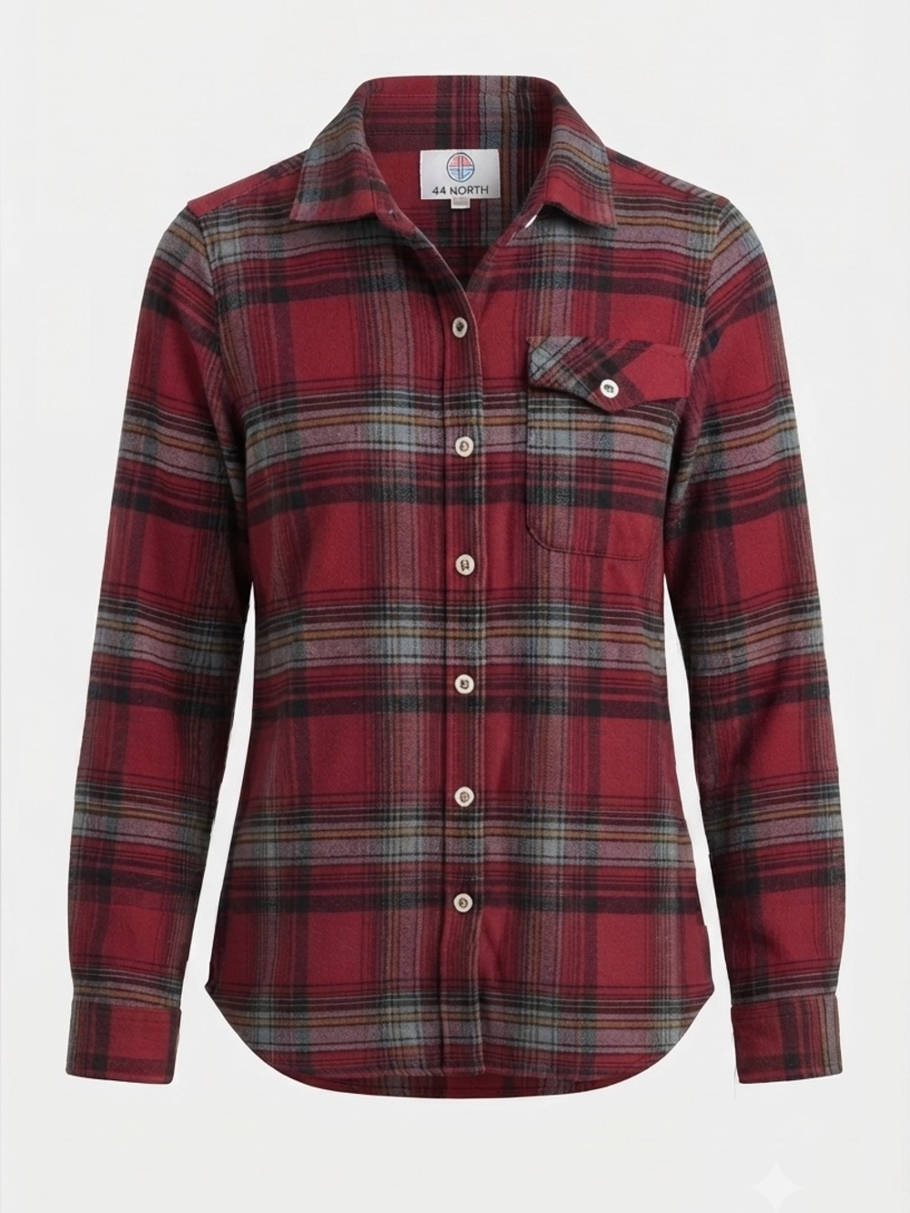 44° North Women Shirt Wine Red Plaid Flannel Button-Up Shirt NWT Size S